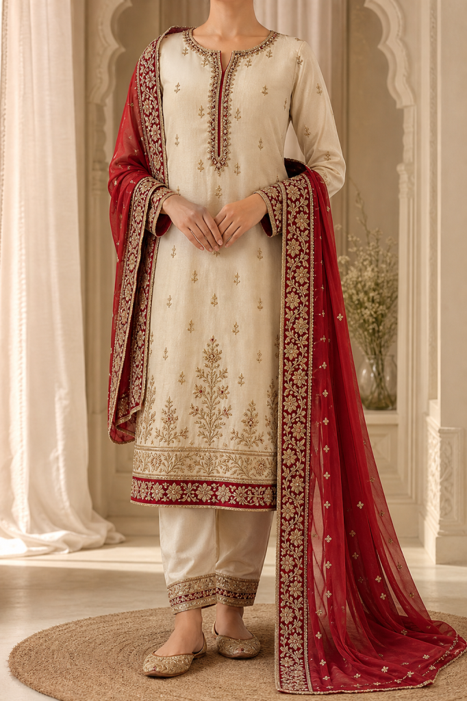 Ivory Zardosi Salwar Suit